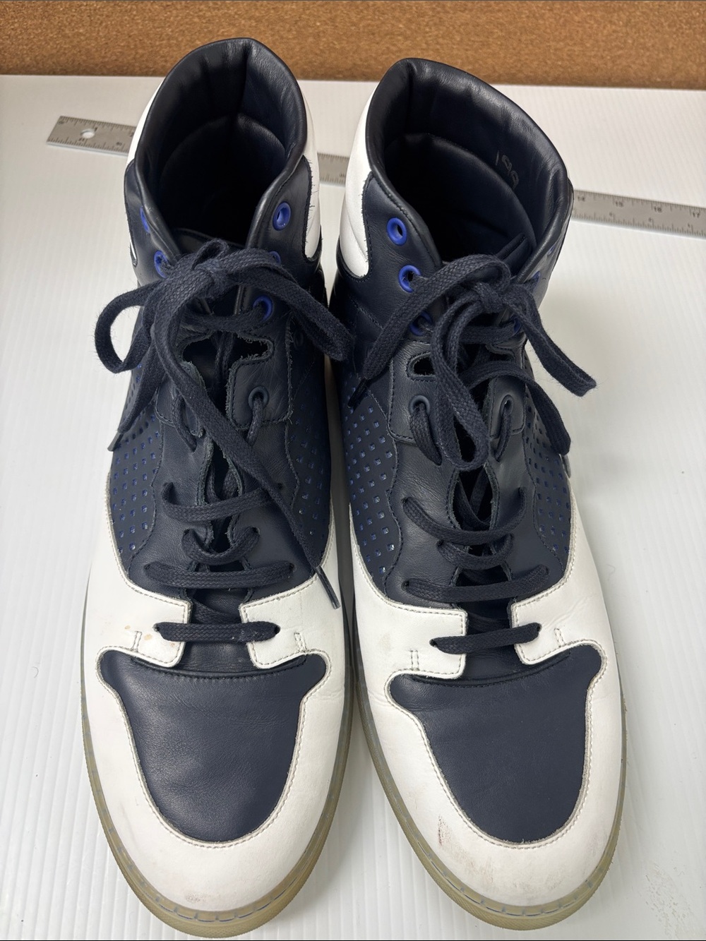 Balenciaga Navy and White High-Top Sneakers